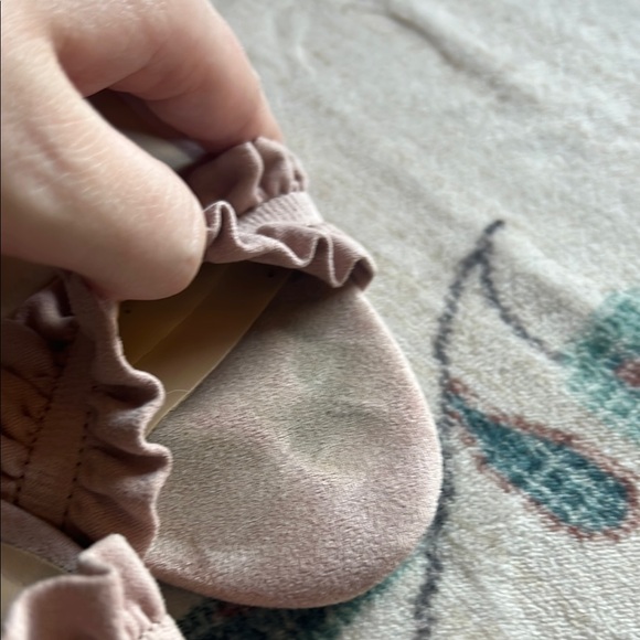 Pink Suede Heels with Ruffled Toe Strap - Picture 5 of 12